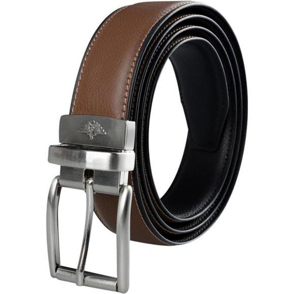 Dockers Mens Reversible Belt Rotating Buckle Casual Dress Belt Big Tall Sizes